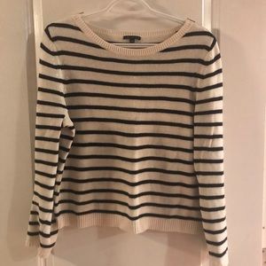 Theory super lux striped sweater with gold detail.